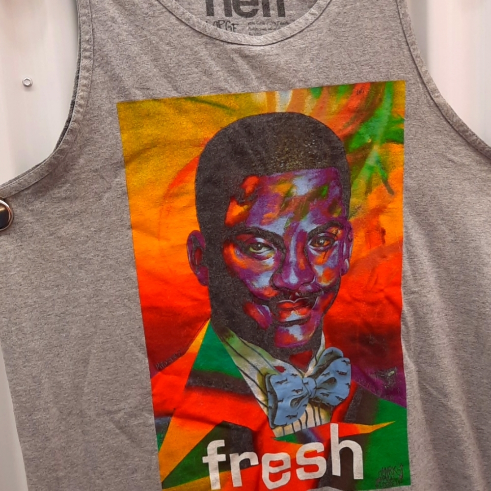 Men’s NEFF Gray Cotton Tank Top Fresh Prince Of Bel Air Carlton Size Large